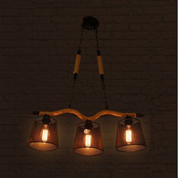 Retro Creative Personality Coffee Hall Three Pastoral Restaurant Bar head Rope Chandelier