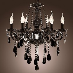 Chandelier Black Crystal Modern 6 Lights