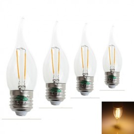 Zweihnder E27 2W 180LM 3000-3500K LED Tungsten Filament Core Warm Light Candle Light(AC 220-240V,4Pcs)