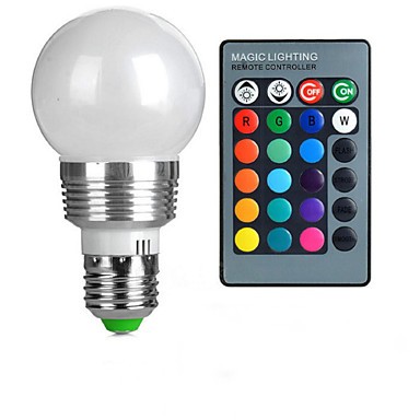 E27 85V-265V 100-200Lm 3W RGB Remote Control LED Colorful Bulbs