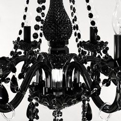 Chandelier Black Crystal Modern 6 Lights