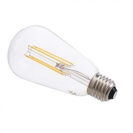 6W E27 LED Filament Bulbs ST58LF 4 COB 600 lm Warm White Dimmable / Decorative AC 220-240 V 1 pcs