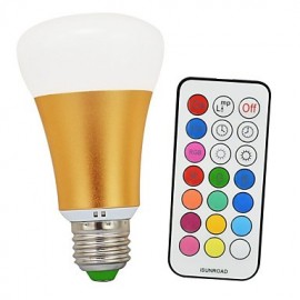 10W RGBWW E26/E27 LED Globe Bulbs A60(A19) 1 COB 900lm-1200lm lm Warm White / RGB Infrared Sensor / Dimmable / Remote-Controlled (85-265V)