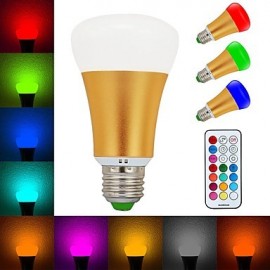 10W RGBWW E26/E27 LED Globe Bulbs A60(A19) 1 COB 900lm-1200lm lm Warm White / RGB Infrared Sensor / Dimmable / Remote-Controlled (85-265V)