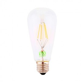 4W E26/E27 LED Filament Bulbs ST64 4 COB 300-400 lm Cool White Decorative AC 220-240 V 1 pcs