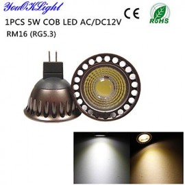 1PCS RM16 5W 400lm 3000K/6000K 1 x COB LED SpotLight -Higher cooling efficiency&High quality (AC/DC12V)