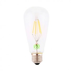 4W E26/E27 LED Filament Bulbs ST64 4 COB 300-400 lm Warm White Decorative AC 220-240 V 1 pcs