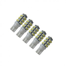 5pcs T10 1.5W 25X3528SMD 100LM 6000-6500K Cool White LED Car Light (DC 12V)