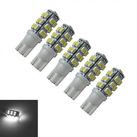 5pcs T10 1.5W 25X3528SMD 100LM 6000-6500K Cool White LED Car Light (DC 12V)