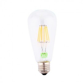 6W E26/E27 LED Filament Bulbs ST64 6 COB 500-600 lm Warm White Decorative AC 85-265 / AC 220-240 / AC 110-130 V 1 pcs