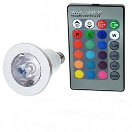 E14 85V-265V 100-200Lm 3W Colorful RGB Remote Control LED RGB Spotlights Lights Cup Silver