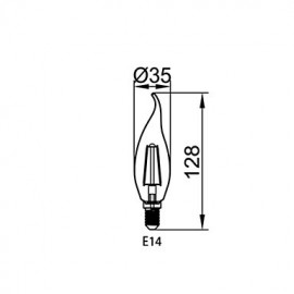 1 pcs E14 1.5W / 2W 2 COB 200 lm Warm White C35 edison Vintage LED Filament Bulbs AC 220-240 V