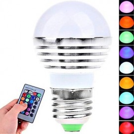 3W E26/E27 LED Globe Bulbs 1 High Power LED 180lm RGB Remote-Controlled AC85-265V