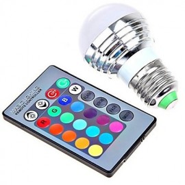 3W E26/E27 LED Globe Bulbs 1 High Power LED 180lm RGB Remote-Controlled AC85-265V