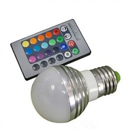 E27 85V-265V 100-180Lm 3W RGB Remote Control LED Colorful Bulbs