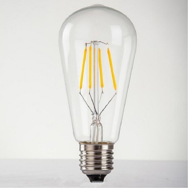 4W E26/E27 LED Globe Bulbs ST64 4 High Power LED 140-280 lm Warm White Decorative AC 220-240 V 1 pcs