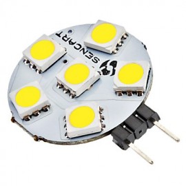 G4 1W 6x5050SMD 70-75LM 6000-6500K Natural White Light LED Spot Bulb (12V)