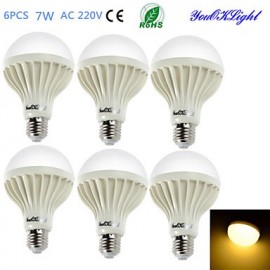 6PCS E27 7W 12*SMD5630 550LM 3000K Warm White Light LED Energy saving Globe Bulbs (AC220V)