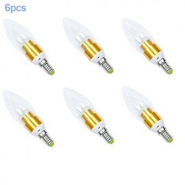 6pcs 7W E14 650-700LM Warm Color Light LED Candle Style Candle Bulb (85-265V)