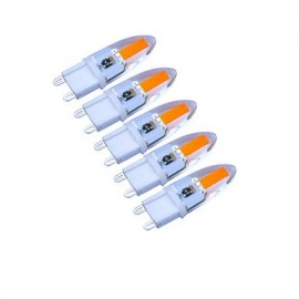 5pcs/lot G9 2W COB 180-200 LM Warm White / Cool White Decorative LED Candle Lights AC 220V