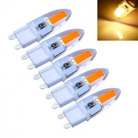 5pcs/lot G9 2W COB 180-200 LM Warm White / Cool White Decorative LED Candle Lights AC 220V