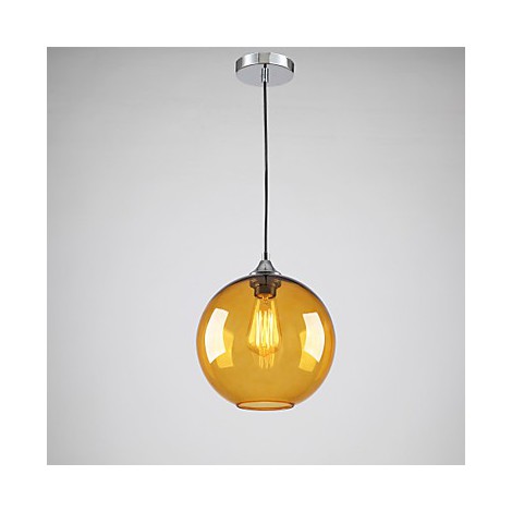 Modern Glass Pendant Light In Round, Contemporary Amber Glass Chandelier Shades