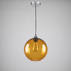 Modern Glass Pendant Light in Round amber Bubble Design