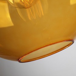 Modern Glass Pendant Light in Round amber Bubble Design