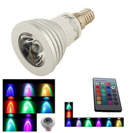 4PCS E14 3W RGB 1-LED 16-Color Decorative Lamp w/ Remote Control - Silver + White (AC 90~240V)