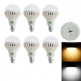 Zweihnder E27 9W 850LM 3000-3500K/6000-6500K 28x3528 SMD White/Warm White Light Bulb Lamp (85-265V) (6Pcs)