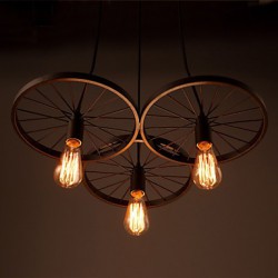 Loft Retro Restaurant Bar Pendant Lamps American country wrought iron chandeliers industrial style wheels