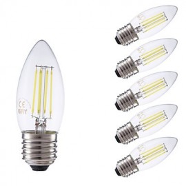 3.5W E27 LED Filament Bulbs B35 4 COB 350/400 lm Warm White / Cool White Dimmable AC 220-240 V 6 pcs