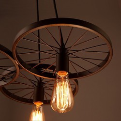 Loft Retro Restaurant Bar Pendant Lamps American country wrought iron chandeliers industrial style wheels