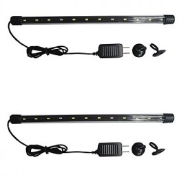 2PCS 40CM 12 SMD 5730 8W Aquarium Fish Tank Waterproof Blue/White/PinkLED Light Bar Submersible Down Lamp AC110V/220V