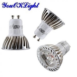 4PCS Dimmable GU10 3W 200LM 3000/6000K White/ Warm White 3-LED Spot Light Bulb - Silver + White (AC85~265V)