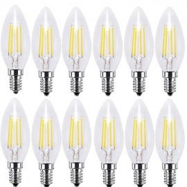 4W E14 LED Filament Bulbs C35 4 COB 400 lm Warm White Cool White Decorative AC 220-240 V 12 pcs