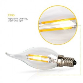 2W E14 LED Filament Bulbs CA35 2 COB 200 lm Warm White Decorative AC 220-240 V 12 pcs