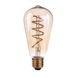 4W B22/E27 LED Soft Filament Bulbs ST64 COB 400 lm Warm White Dimmable AC 220-240 or AC 110-130 V