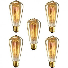 5pcs ST64 E27 40W Incandescent Vintage Edison Light Bulb For Restaurant Club Coffee Bars Light(220-240V)