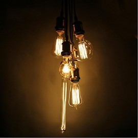 E27 AC220V-240V 40W Edison Retro Silk Carbon Filament Incandescent Light Bulbs G125 Straight Wire Pearl