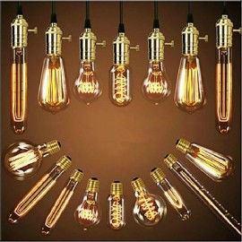 E27 AC220V-240V 40W Edison Retro Silk Carbon Filament Incandescent Light Bulbs G125 Straight Wire Pearl