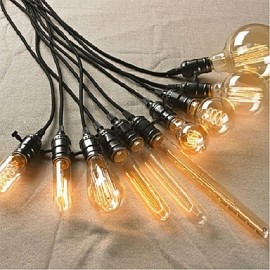 E27 AC220V-240V 40W Edison Retro Silk Carbon Filament Incandescent Light Bulbs G125 Straight Wire Pearl