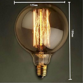 E27 AC220V-240V 40W Edison Retro Silk Carbon Filament Incandescent Light Bulbs G125 Straight Wire Pearl