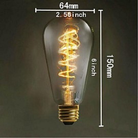 E27 60W ST64 Winding Edison Retro Decorative Light Bulb