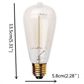 ST58 60W E27 Vintage Retro Incandescent Filament Edison Lamp Bulb(AC220-240V)