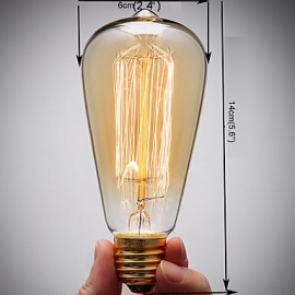 6pcs/lot ST64 E27 40W Edison Bulb Vintage Retro Lamp Incandescent Light Bulb (220-240V)