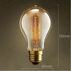 A19 Straight Wire 220V-240V E27 40W Tungsten Bulb Edison Modern Popular