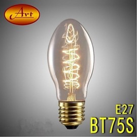 E27 AC220-240V 40W Silk Carbon Filament Incandescent Light Bulbs BT75S Around Pearl