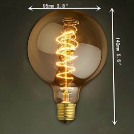 E27 AC220-240V 40W Silk Carbon Filament Incandescent Light Bulbs G95 Around Pearl