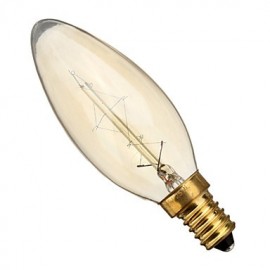 25W 260LM 3000K Warm White Edison retro candle tungsten filament lamp(AC220V-240V)
